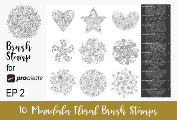 10 Procreate Brushes Stamp Mandala EP2: Enhancing Your Digital Art with Elegant Patterns