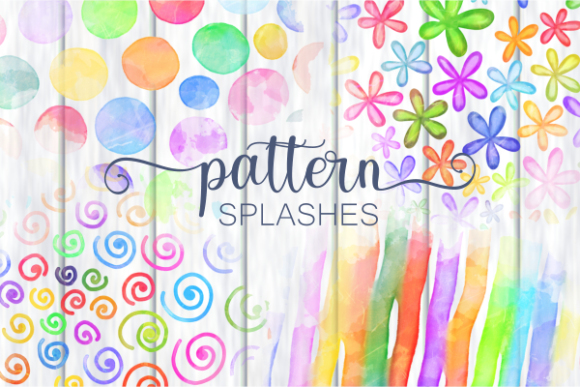 Chic Rainbow Watercolor Pattern Splashes: A Versatile Decorative Element for Creative Projects