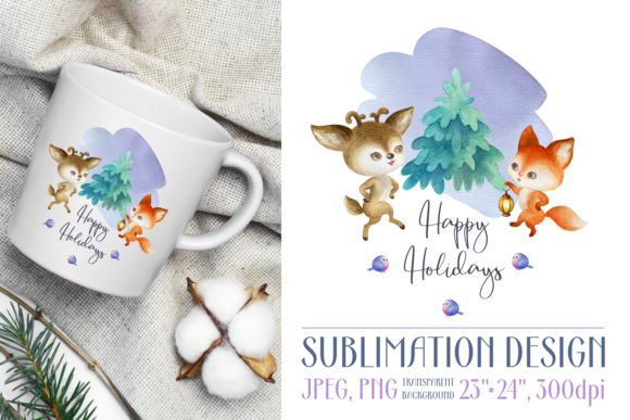 Christmas Design with Deer and Fox: A Versatile Holiday Graphic Package