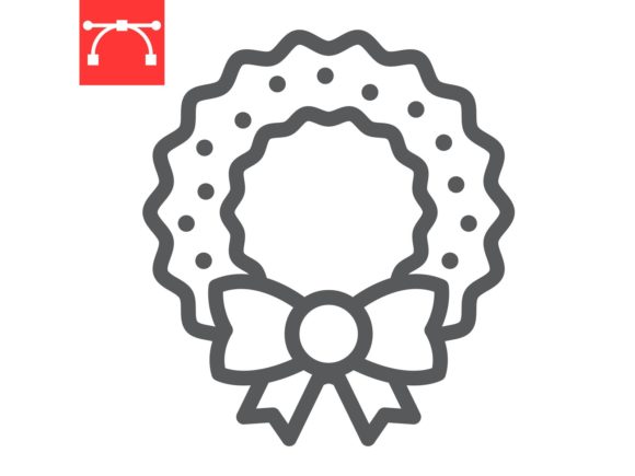 Christmas Wreath Line Icon