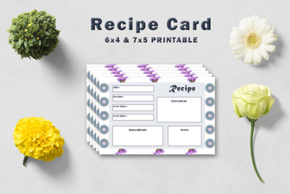 Decorative Floral Recipe Card Template