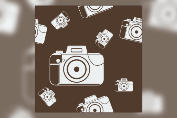 Flat Monochrome Camera Seamless Pattern