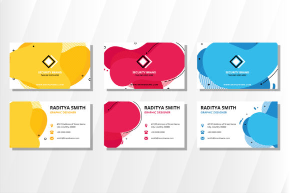 Liquid Business Card Flat Color Design