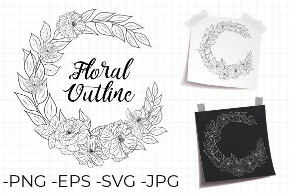 Outline Wreath Decorative Flower Set 5