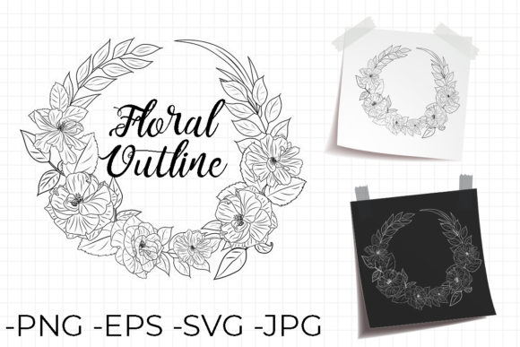 Outline Wreath Decorative Flower Set: A Versatile Design Asset for Creative Professionals
