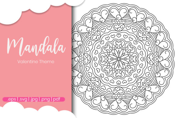 Valentine Day Mandala Coloring Page