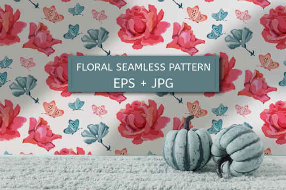 Vector Floral Pattern with Roses
