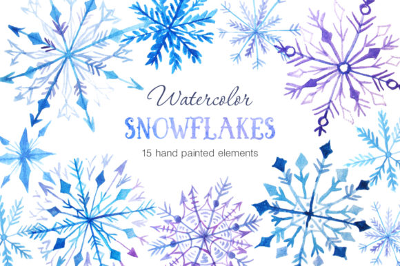 Watercolor Snowflakes Set Vol.2: A Winter Design Essential